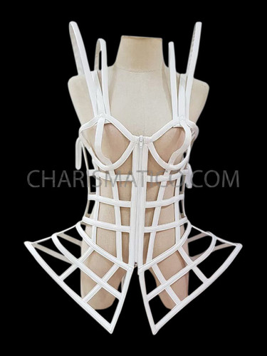 Green Vinyl Diva's Cage Corset