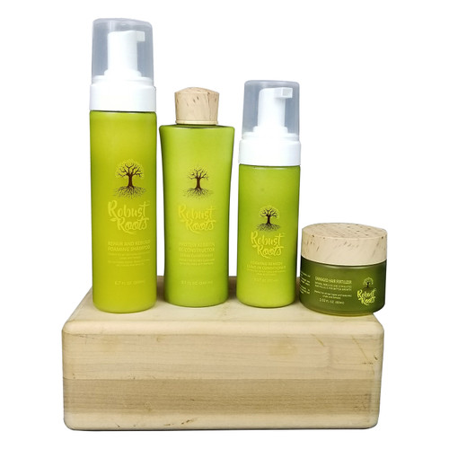 
 Our body cries for the right kind moisture. Try our ROBUST ROOTS  MORNING DEW  restoration products, it revitalizes, rejuvenates, and penetrates deeply into the roots of the hair. Nothing comes close to the rare properties used in ROBUST ROOTS ingredients.

Intensely repairs and strengthens hair within 2 weeks of continued use. Hair becomes and feel healthier, stronger ,softer and shinier.

NOTE .Regular TRIMMING is important.

 DIRECTIONS;

STEP 1.  Apply CHATTO ROBUST ROOTS REPAIR AND REBUILD FOAMING  SHAMPOO ,massage into wet hair, shampoo twice if possible then rinse well.

STEP 2.Follow up with PROTEIN AND KERATIN RE-CONSTRUCTION DEEP CONDITIONER Massage into wet hair FOR 15  -20 minutes .(Excellent for detangling and Damaged ends} rinse well.

STEP 3.  After deep conditioning towel blot hair and smooth through damp hair from scalp to end. Excellent for Itchy scalp. DO NOT RINSE

STEP 4. Apply DAMAGED HAIR FERTILIZER to affected areas

STEP 5. Use MORNING DEW REPAIR MIST for overall hair if hair is Curly ,Wavy,Chemo Or Natural. (For straight or caucasian hair,apply to only affected areas)

STEP 6.  Use REMEDY OIL 2-3 TIMES A WEEK DIRECTLY ON THE SCAP. Can also be mix with the LEAVE-IN CONDITIONER for dryness, iching or flakiness 

STEP 7. VITAMIN may be taking daily.May promote hair growth, healthy skin and strong nails;

FOR NATURAL HAIR
 

ROBUST ROOTS STEP BY STEP INSTRUCTIONS
Our hair cries for moisture. Try our ROBUST ROOTS restoration products for healthy growth to revitalize,
rejuvenate and penetrate deeply into the roots of the hair; suitable for men, women and children.
Nothing comes close to the rare properties used in ROBUST ROOTS ingredients.
 
 
 STEP 1.CHATTO REPAIR AND REBUILD FOAMING SHAMPOO
 
STEP 2:PROTEIN KERATIN RE-CONSTRUCTOR (DEEP CONDITIONER)
 
STEP 3: FOAMING REMEDY LEAVE-IN CONDITIONER
 
STEP 4:DAMAGED HAIR FERTILIZER
 
STEP 5;MORNING DEW REPAIR MIST
 
STEP 6:REMEDY OIL
 
STEP 7:VITAMINS (BIOTIN) FOR HAIR, SKIN AND NAILS