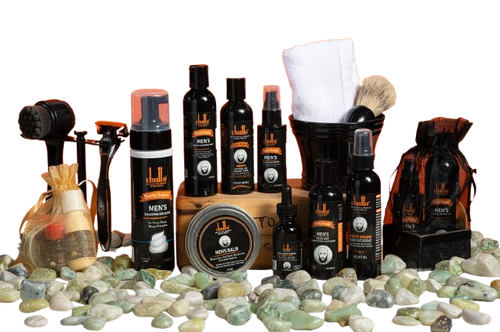A perfect Men's grooming set gently enough for Normal to sensitive skin. formulated to soothe restore and prevent razor burns and bumps .Comes in 8 products which includes .Men's Shaving Mousse .Men's Cleansing Soap . Men's Facial Moisturizer .Men's Workout Spray .Men's Deep Conditioner .Men's Beard Balm .Men's Hemp Oil .Men's Toner This amazing products is loaded with all Natural and Organic ingredients