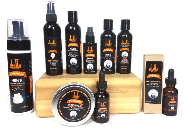 A perfect Men's grooming set gently enough for Normal to sensitive skin. formulated to soothe restore and prevent razor burns and bumps .Comes in 8 products which includes .Men's Shaving Mousse .Men's Cleansing Soap . Men's Facial Moisturizer .Men's Workout Spray .Men's Deep Conditioner .Men's Beard Balm .Men's Hemp Oil .Men's Toner This amazing products is loaded with all Natural and Organic ingredients