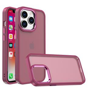 IP 14 Pro Max Thick Acrylic Metal Button Case Wine - WORLD CELLULAR