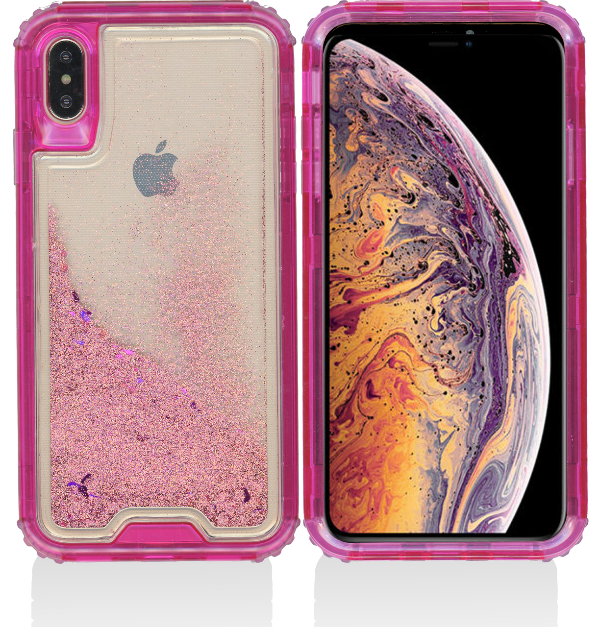 Iphone Xs Max Mm Water Glitter Hybrid Hot Pink World Cellular