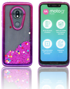 Motorola G7 Play MM Electroplated Water Glitter Hot Pink - Purple