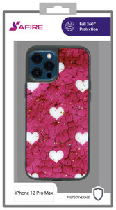 Iphone 12 Pro Max MM Marble Case Hot Pink With Heart