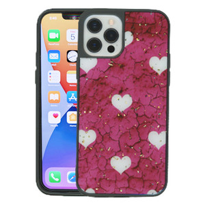 iphone  12 (5.4) MM Marble case Pink With White Heart