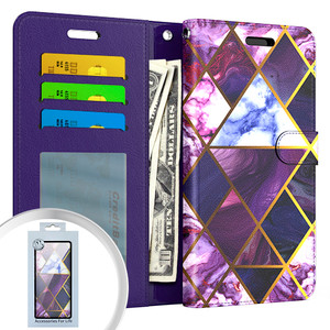 Samsung A13 5G MM Folio Wallet Case Marble Purple