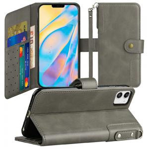 iPhone 13 Pro Max Retro Wallet Card Holder Case Gray