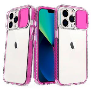 iPhone 13 Pro Pure Transparent Thick Hybrid Camera Case Hot Pink