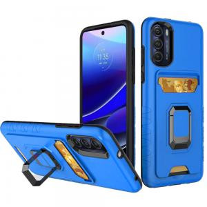 Moto G Stylus 5g 2022 Card Holder With Magnetic Ring Stand Case Blue