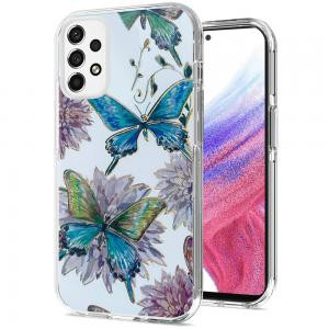 Samsung A53 5G  Hot Silver Printing Hybrid Design Case Floral Butterfly 