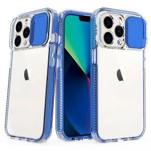 iPhone 13 Pro Pure Transparent Thick Hybrid Camera Case Blue