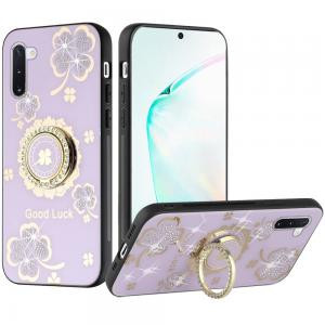Samsung Note 10 SPLENDID Diamond Glitter Case Good Luck Floral Purple
