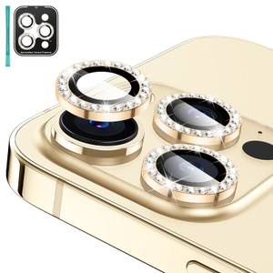 iPhone 14 Pro Max Bling Tempered Glass Camera Lens Gold