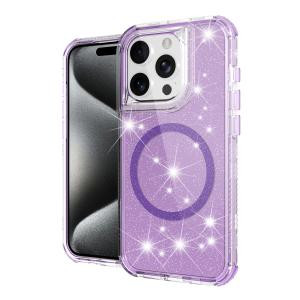 iPhone 11 Magnetic Ring Glitter 3in1Case Purple