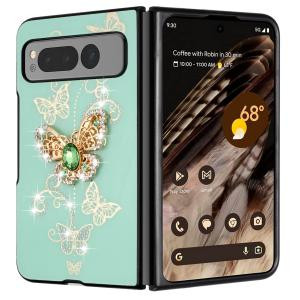 Samsung Galaxy Z Fold 5 SPLENDID Diamond Glitter Garden Butterflies Teal