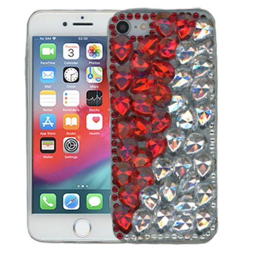 iPhone SE 2022/SE2020/8/7 MM 3D Bling Red With Silver