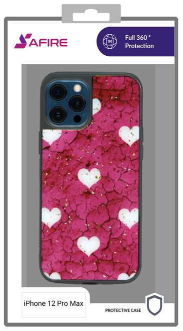 Iphone 12 Pro Max MM Marble Case Hot Pink With Heart