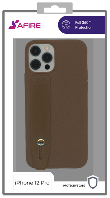 Iphone 12/12 Pro MM Premium Case with Hand Strap Brown