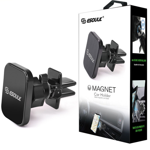 ESOULK Magnetic Twist-Lock Car Air Vent Holder Black