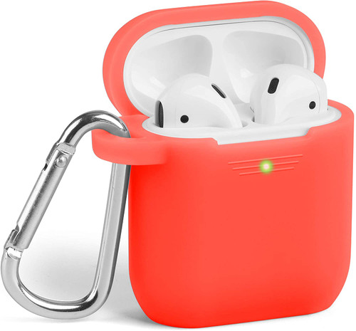 Airpods 1st/2nd Gen Silicon Case W Hook Red