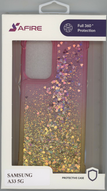 Samsung A33 5G MM Water Glitter Case Pink & Gold