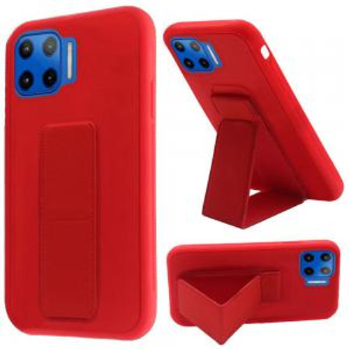 Motorola ONE 5G Foldable Magnetic Kickstand Vegan Case Red