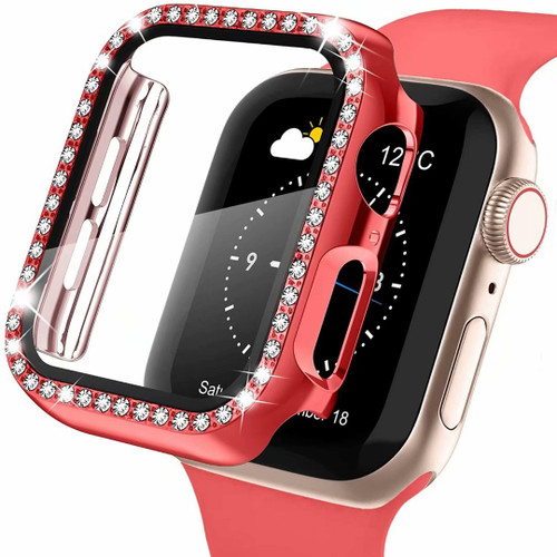 Apple Watch 41mm Bling Case With Glass Protector Red