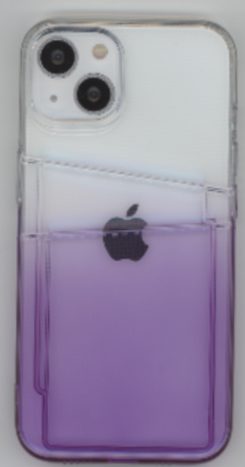 iPhone 13 Dual Pocket Jelly Case Clear Purple