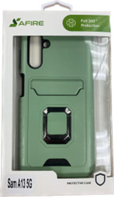 Moto G Pure Card Holder With Magnetic Ring Stand Case Army Green