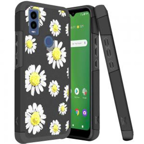 Cricket Innovate E 5G Strong MetKase Hybrid Case Chamomile Flowers