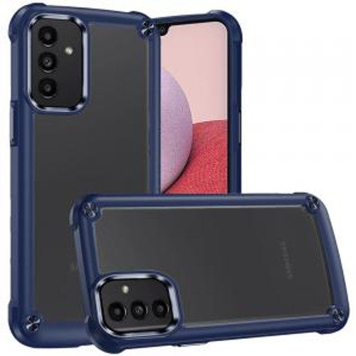 SAM A14 5G Ultimate Transparent Metal Buttons/Camera Edges Case Blue
