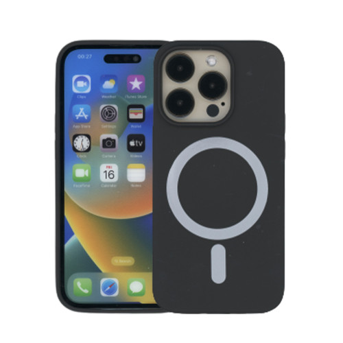 IP 14 Pro Max Silicon Mag Case Black