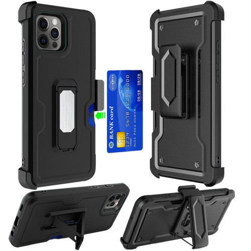 Moto G 5G 2023 CARD Holster with Kickstand Clip Case Black