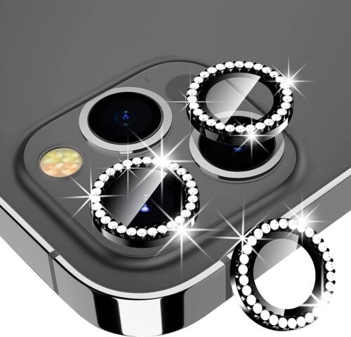 iPhone 14/ 14 Plus Bling Tempered Glass Camera Lens Black