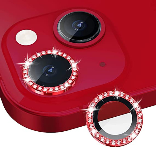 iPhone 14/ 14 Plus Bling Tempered Glass Camera Lens Red