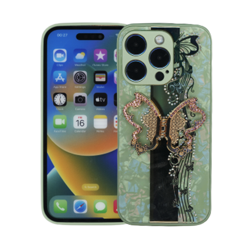 iPhone 14 Pro Bling Butterfly Case Teal