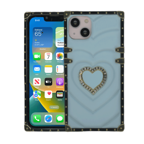 iPhone 13 Square Heart Case Teal