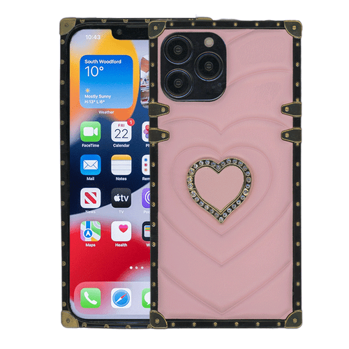 iPhone 13 Pro Max Square Heart Case Pink