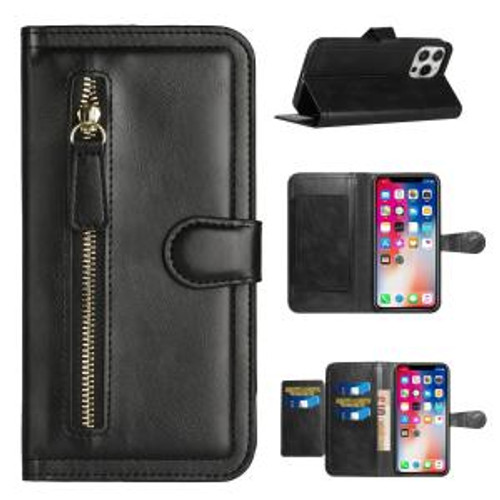 Motorola G Stylus 5G 2023 Premium Wallet Multiple Card Zipper Case Black