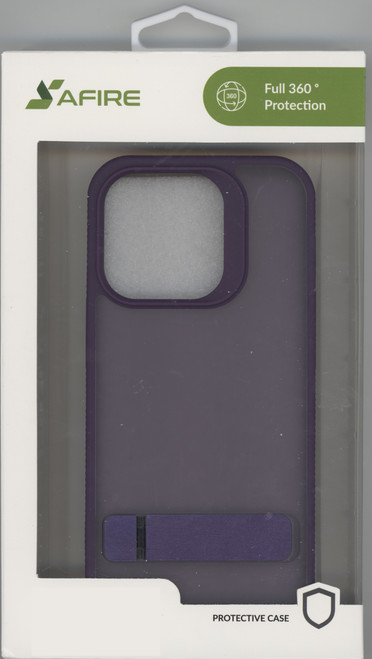 iPhone 15 Clear Hybrid With Kickstand Purple