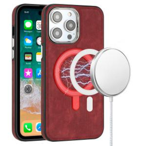 iPhone 11 Fashion Chrome Mag Leather Hybrid Case Red