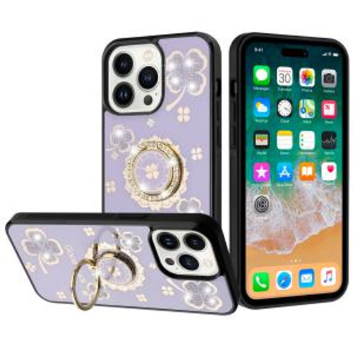 IP 15 Pro Max SPLENDID Diamond Glitter Case Good Luck Floral Purple

