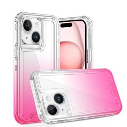 iPhone 15 3in1 Two Tone Transparent Hybrid Case Clear/ Pink