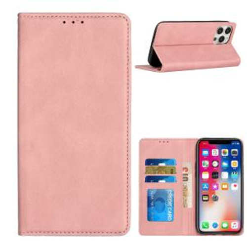 iPhone 15 Pro Wallet Vegan Leather Magnetic Closure Rose Gold