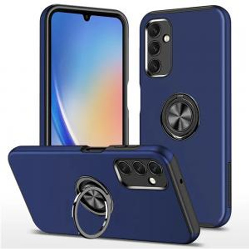 SAM A34 5G CHIEF Oil Painted Magnetic Ring Stand Case Dark Blue