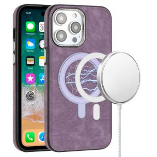 iPhone 11 Fashion Chrome Mag Leather Hybrid Case Purple