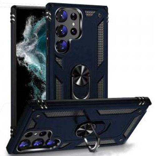 SAM S23 Ultra Ring Magnetic Kickstand Hybrid Case Blue