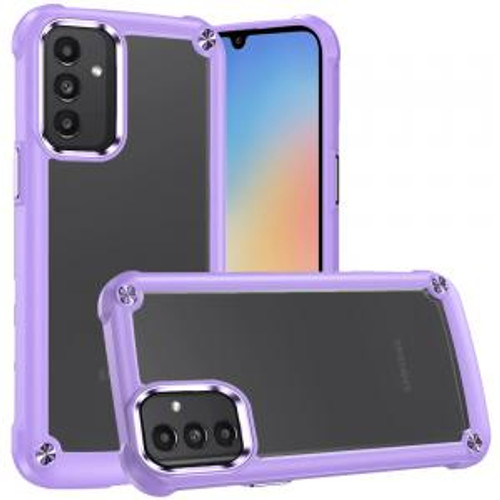 Samsung A15 5G  Ultimate Transparent Metal Buttons/Camera Edges Case Light Purple