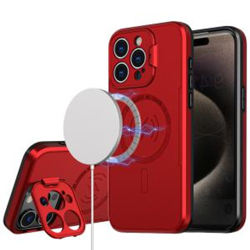 iPhone 11 Magnetic Ring Circle Camera Paint Matte Finish Case Red