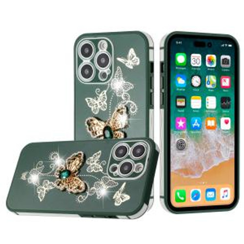 iPhone 11 SPLENDID Glitter Butterfly Design TPU Case Midnight Green